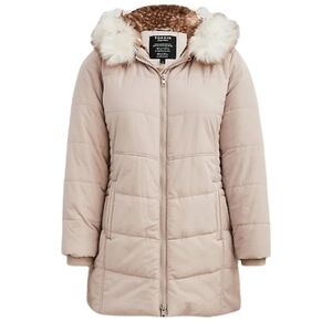 5X - Torrid | FIT & FLARE PUFFER JACKET - FUR NYLON GREY & BIRCH